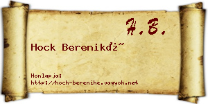 Hock Bereniké névjegykártya